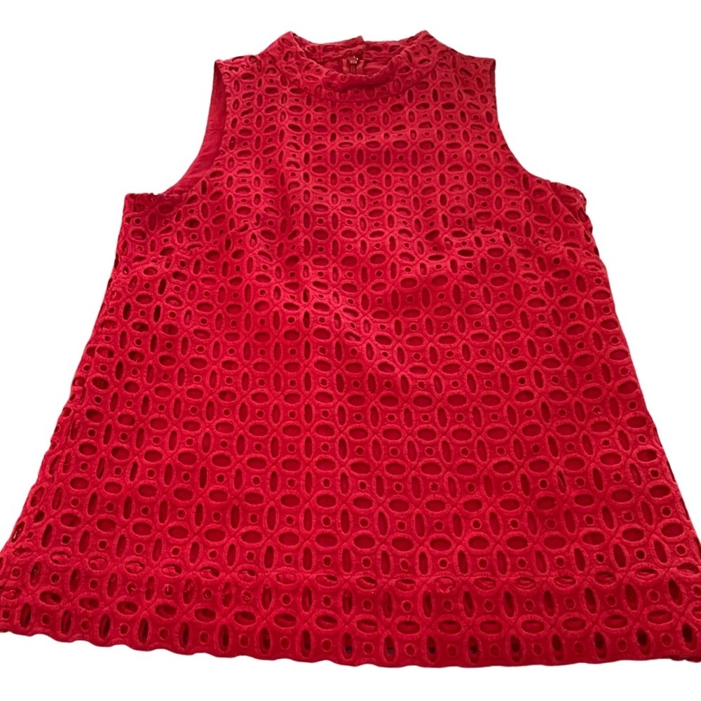 J Crew Red Lace Lined Top